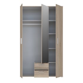 Skriňa Nant so šuplíkmi a zrkadlom, dub sonoma, otvorená