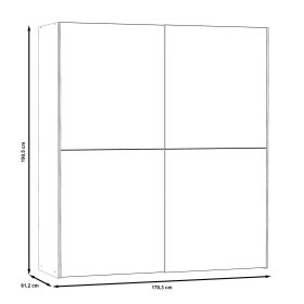 Skriňa Kais s posuvnými dverami a zrkadlom, dub sonoma, rozmery