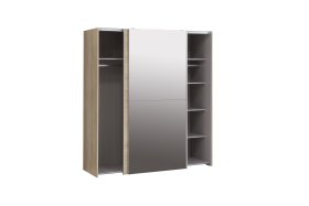 Skriňa Kais s posuvnými dverami a zrkadlom, dub sonoma, otvorená