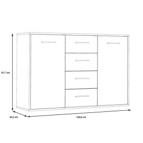 Komoda Anta so šuplíkmi, biela a dub sonoma, rozmery