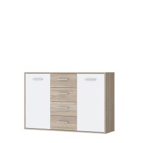 Komoda Anta so šuplíkmi, biela a dub sonoma
