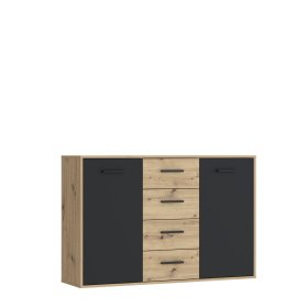 Komoda Anta so šuplíkmi, čierna a dub artisan