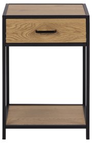 Nočný stolík Senito so šuplíkom, čierna a dub
