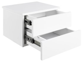 Nočný stolík Avilo so šuplíkmi, biely, otvorený