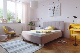 Jednolůžko Kelly v rozměru 90x200 cm, v potahu Enjoy 19 Flamingo, interiér
