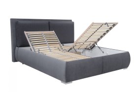 Dvojlôžko Korona v rozmere 180x200 cm, v poťahu Savoy 94 DK. Grey a Arte 14, ukážka polohovania roštu