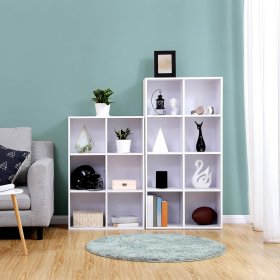 Knižnica Kalin 65x30x130 cm, biela, interiér