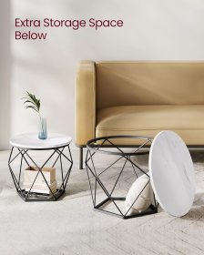 Stolík Nomar, set 2 stolíkov, 50x50x41 cm + 40x40x36 cm, biely a čierny, interiér