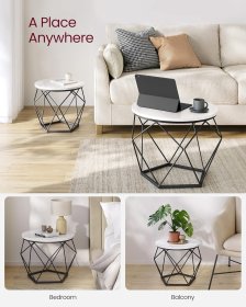 Stolík Nomar, set 2 stolíkov, 50x50x41 cm + 40x40x36 cm, biely a čierny, interiér