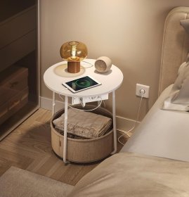 Stolík Pelin 45x50 cm, biely, interiér