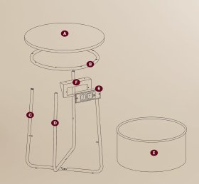 Stolík Pelin 45x50 cm, biely, rozmery
