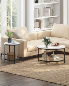 Stolík Fira 45x45x55 cm, biely a čierny, interiér