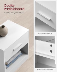 Nočný stolík Keno so zásuvkou 28x39x41 cm, biely, detail