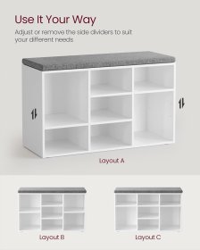 Lavica (botník) Maki 30x79x48 cm, biela a sivá, detail