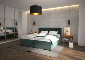 Dvojlôžko Kessy v rozmere 180x200 cm, v poťahu Tiffany 10 DK Green, interiér