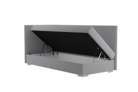 Válenda Riga v rozmere 90x200 cm, v poťahu Crown 17 Grey, varianta do ľavého rohu, úložný priestor