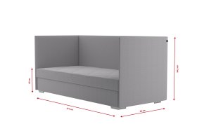 Válenda Riga v rozmere 90x200 cm, v poťahu Crown 17 Grey, variant troch čiel, rozmery