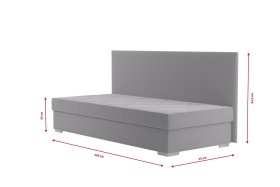 Válenda Riga v rozmere 90x200 cm, v poťahu Crown 17 Grey, bočné čelo, rozmery