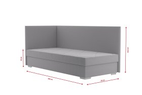 Válenda Riga v rozmere 90x200 cm, v poťahu Crown 17 Grey, varianta do ľavého rohu, rozmery