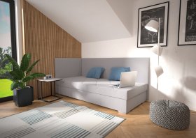 Válenda Riga v rozmere 90x200 cm, v poťahu Crown 17 Grey, varianta do ľavého rohu, interiér