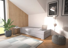 Válenda Riga v rozmere 90x200 cm, v poťahu Crown 17 Grey, interiér