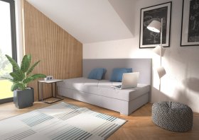 Válenda Riga v rozmere 90x200 cm, v poťahu Crown 17 Grey, bočné čelo, interiér