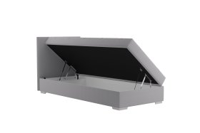 Válenda Riga v rozmere 90x200 cm, v poťahu Crown 17 Grey, hlavové čelo, úložný priestor