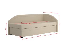 Válenda Rodrigo do pravého rohu v rozmere 90x200 cm, v poťahu Savoy 22 Beige, rozmery