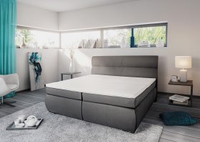 Boxspring Inca v rozmere 180x200 cm, v poťahu Prima 15 Anthracit, s topperom, interiér