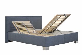 Dvojlôžko Oliver v rozmere 160x200 cm, v poťahu Enjoy 22 Anthra, ukážka polohovania hlavy a úložného priestoru