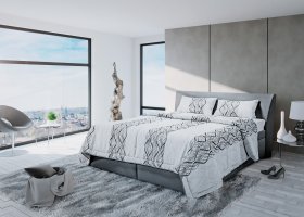 Dvojlôžko Hellen v rozmere 180x200, v poťahu Loft Grey, interiér