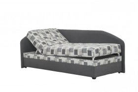 Válenda Turi v rozmere 90x200 cm, v poťahu Milano 9000 a Kirsten 8057-11, ľavý roh, ukážka polohovania hlavy a nôh