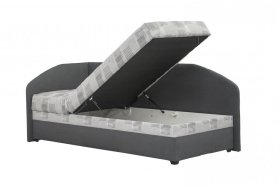 Válenda Turi v rozmere 90x200 cm, v poťahu Milano 9000 a Kirsten 8057-2, ľavý roh, ukážka úložného priestoru