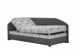 Válenda Turi v rozmere 90x200 cm, v poťahu Milano 9000 a Kirsten 8057-2, ľavý roh, ukážka úložného priestoru