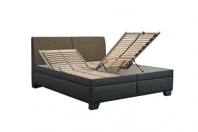 Dvojlôžko Quarto v rozmere 180x200 cm, v poťahu Loft Black a Nero Beige, ukážka polohovania roštu 