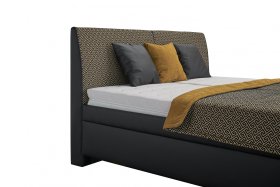 Dvojlôžko Quarto v rozmere 180x200 cm, v poťahu Loft Black a Nero Beige, detail čela 