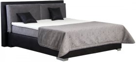Boxspring Emilia v rozmere 180x200 cm, v poťahu Stratos 9303 a Meandor 9852, s topperom, s prikrývkou a vankúšikmi