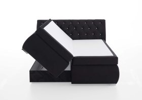 Boxspring Cheryl v rozmere 180x200 cm, v poťahu Derby 9025 Black, ukážka úložného priestoru