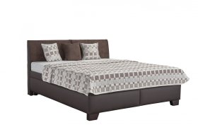 Dvojlôžko Quarto v rozmere 180x200 cm, v poťahu Loft Brown a Aston 4, s prikrývkou a vankúšikmi v poťahu Aston 4 a Silvia Duo 1a