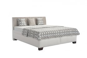 Dvojlôžko Quarto v rozmere 180x200 cm, v poťahu Loft 1 a Matrix 2, s prikrývkou a vankúšikmi v poťahu Matrix 2 a Silvia Duo 2a