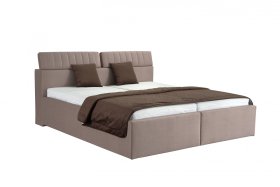 Dvojlôžko Ardea v rozmere 180x200 cm, v poťahu Amore 25 Beige, s prikrývkou a vankúšom v poťahu Amore 30