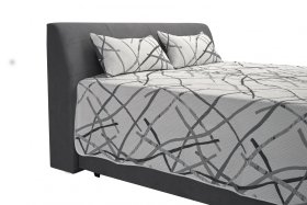 Dvojlôžko Merkúr v rozmere 180x200 cm, v poťahu Amore 32, s prikrývkou a vankúšikmi v poťahu Larisa Duo 1a, detail čela 