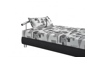 Jednolôžko Nina v rozmere 140x200, v poťahu NYC B 05 a Salina 9022, detail čela s vankúšikom