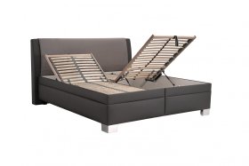 Dvojlôžko Juve v rozmere 180x200 cm, v poťahu Loft Grey a Prima 13 Grey, ukážka polohovania roštu