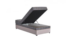 Válenda Evelína v rozmere 90x200 cm, v poťahu Malmö New 8 a Knitter 305, ukážka úložného priestoru