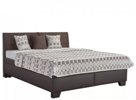 Dvojlôžko Quarto v rozmere 180x200 cm, v poťahu Loft Brown a Aston 4, s prikrývkou a vankúšikmi v poťahu Aston 4 a Silvia Duo 1a