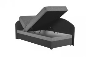 Válenda Turi v rozmere 90x200 cm, v poťahu Antony 74-88 a Arte 23, ľavý roh, ukážka polohovania hlavy a úložného priestoru