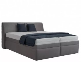 Dvojlôžko Merkúr v rozmere 180x200 cm, v poťahu Prima 13 Grey, s prikrývkou a vankúšikmi v poťahu Malmö New 79