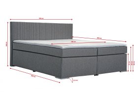 Boxspring Ludwig v rozmere 180x200 cm, v poťahu Toledo Grey, rozmery