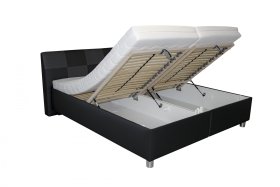 Dvojlôžko Nice v rozmere 180x200 cm, v poťahu Loft Black a Kerpen 58007-81, ukážka úložného priestoru